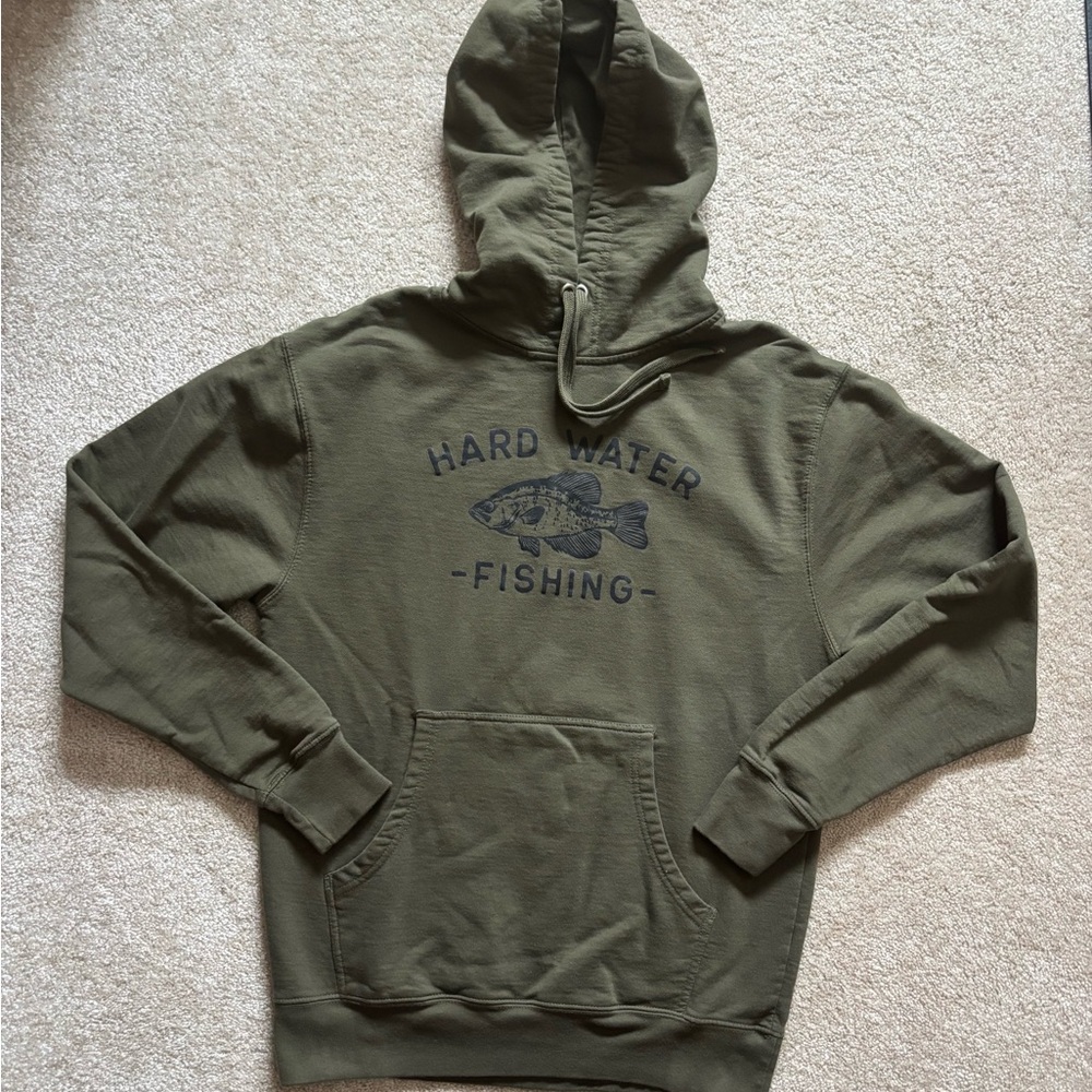 Hard Water Fishing Green Hoodie